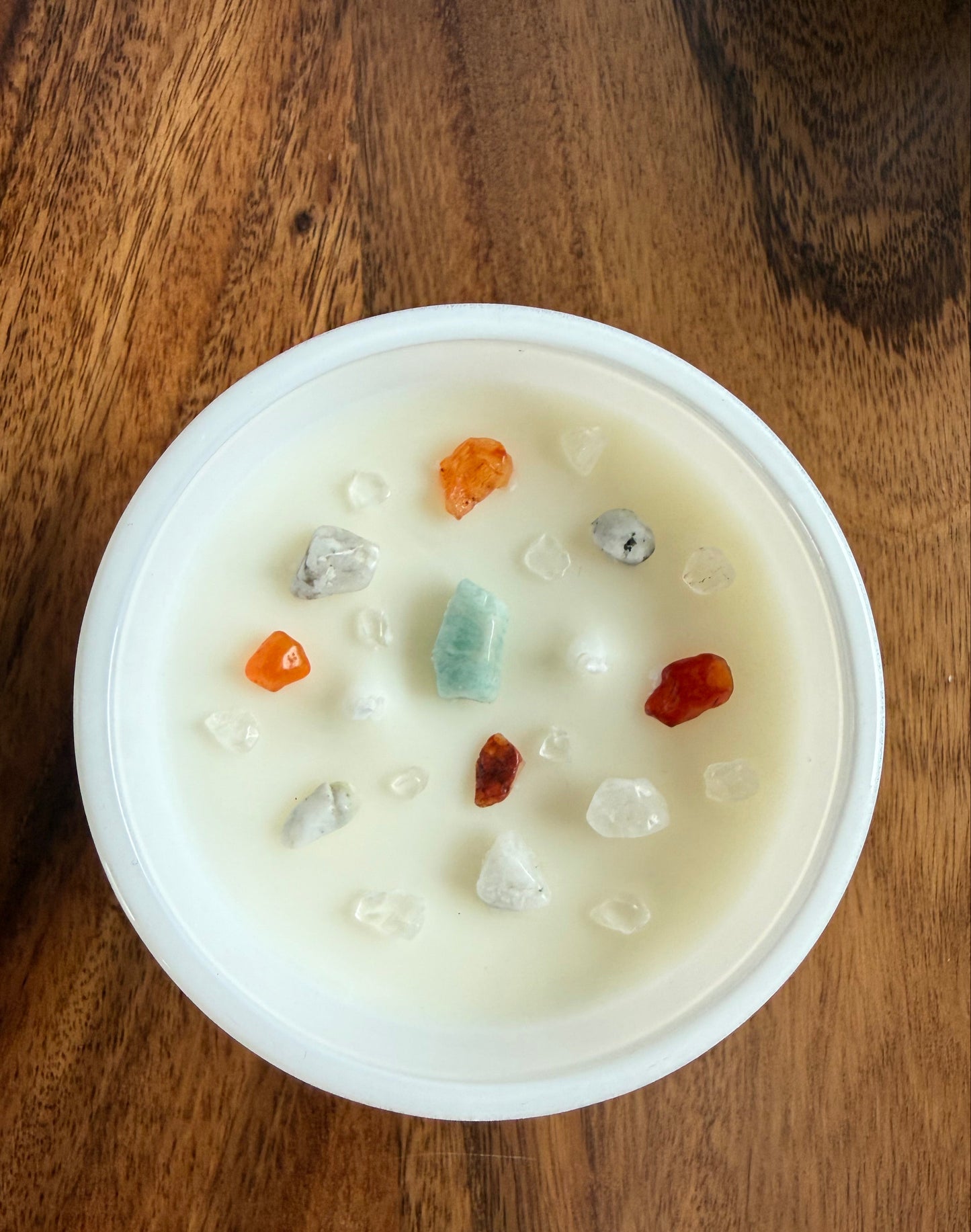"Renewal" Crystal Intention Candle | White Tea, Lemon, Fresh Scented | Olive Wax Blend| 11oz