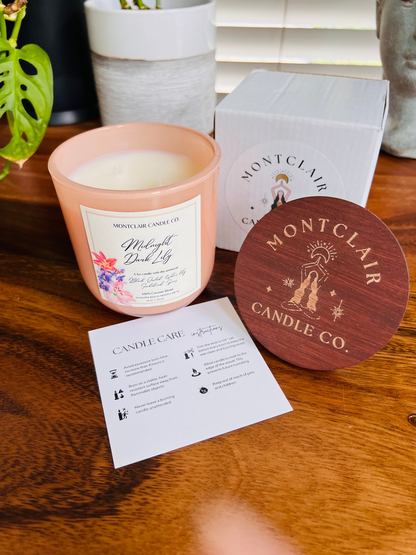 "Dark Amber Water Lily" Luxury Aromatherapy Candle | Olive Wax Blend | 11 0z