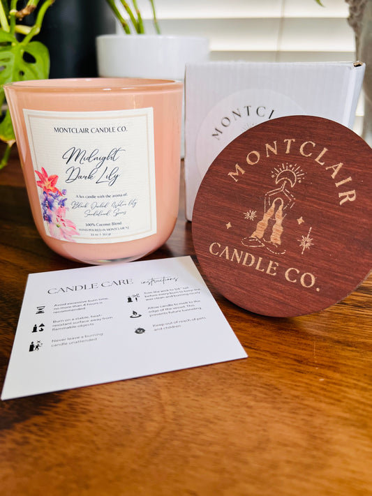 "Dark Amber Water Lily" Luxury Aromatherapy Candle | Olive Wax Blend | 11 0z