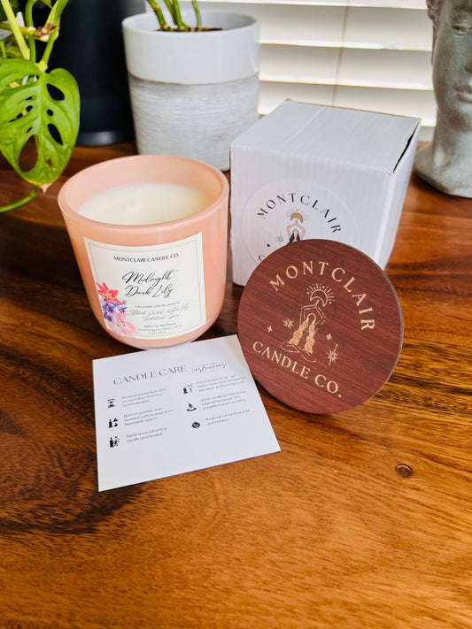 "Dark Amber Water Lily" Luxury Aromatherapy Candle | Olive Wax Blend | 11 0z