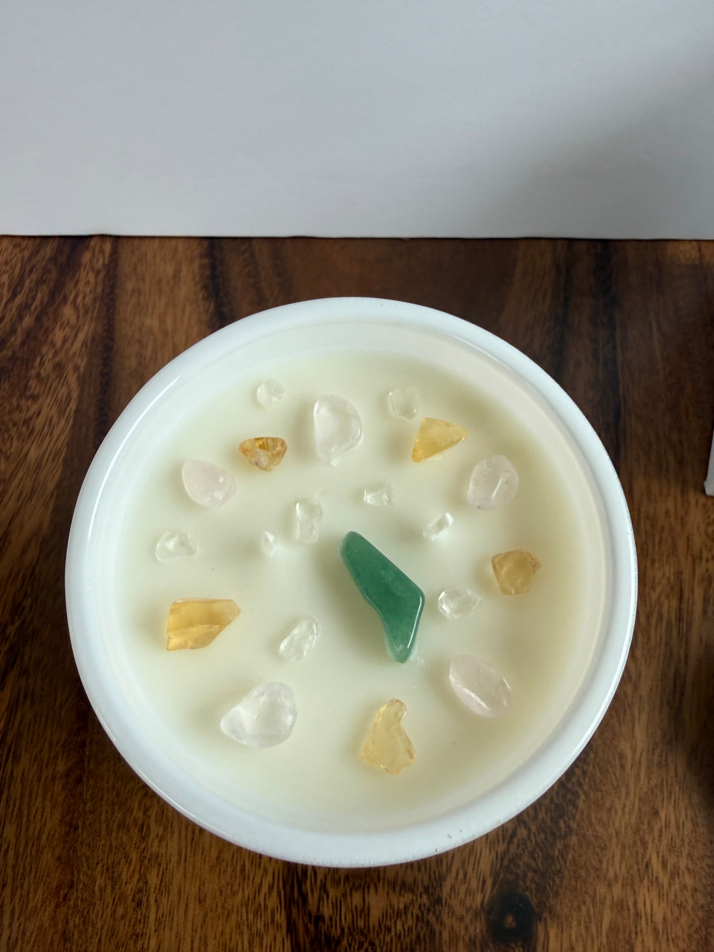 "Gratitude" Crystal Intention Candle  | Vanilla Musk, Orris Scented | Olive Wax Blend | 11oz