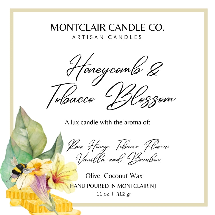 "Honeycomb & Tobacco Blossom" Scented  Luxe Aromatherapy Candle | Olive Blend Wax | Summer Limited Edition11 oz