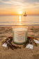 Soleil Sunset summer coastal candle by Montclair Candle Co., hand-poured in olive coconut wax, ocean breeze and bergamot scent