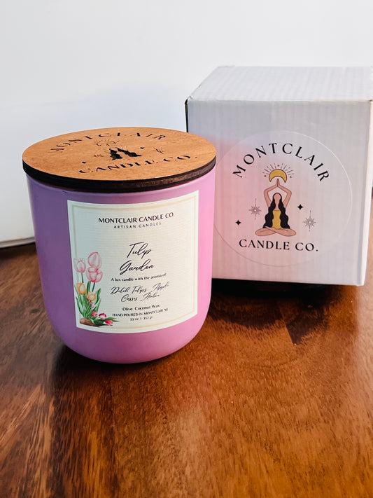 "Tulip Garden" Scented  Luxury Aromatherapy Candle | Olive Coconut Candle |  Vegan Candle | Spring Limited Edition Candle | 11 oz