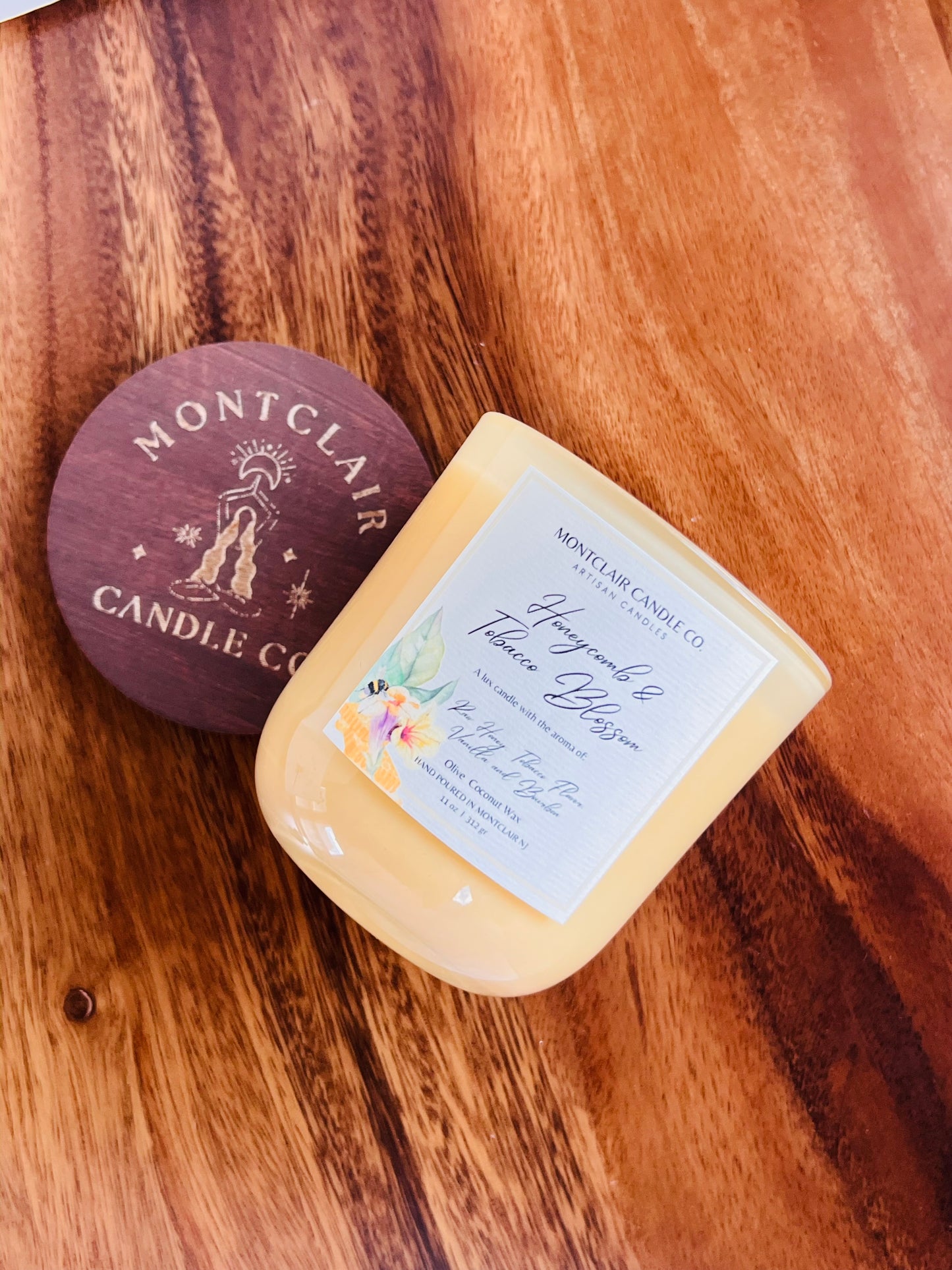 "Honeycomb & Tobacco Blossom" Scented  Luxe Aromatherapy Candle | Olive Blend Wax | Summer Limited Edition11 oz