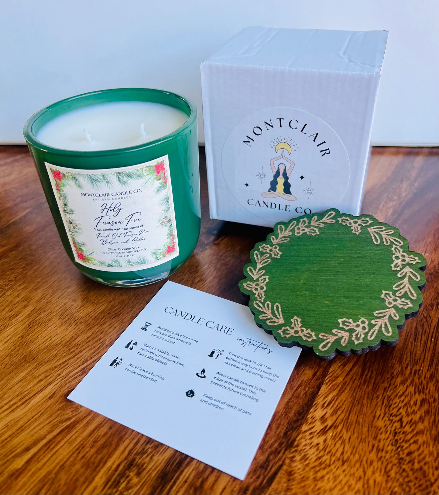 "Holy Fraser Fir" Limited Edition Holy Berry Lid Candle | Fraser Fir Pine and Cedar Scented Candle | Olive Wax Blend | 11 oz