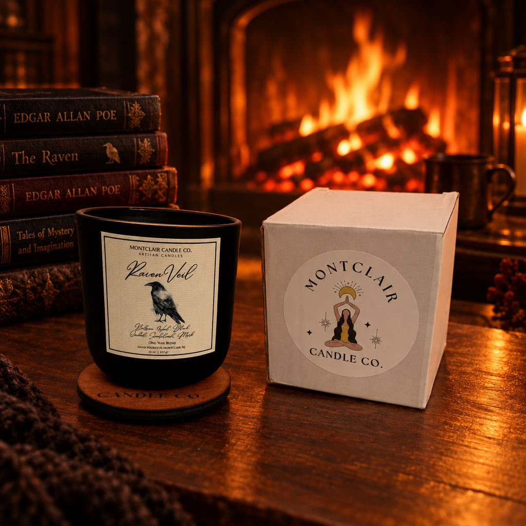 Halloween Candle_ Edgar Allan Poe Inspired Candle_ Raven Candle_ Montclair Candle Co
