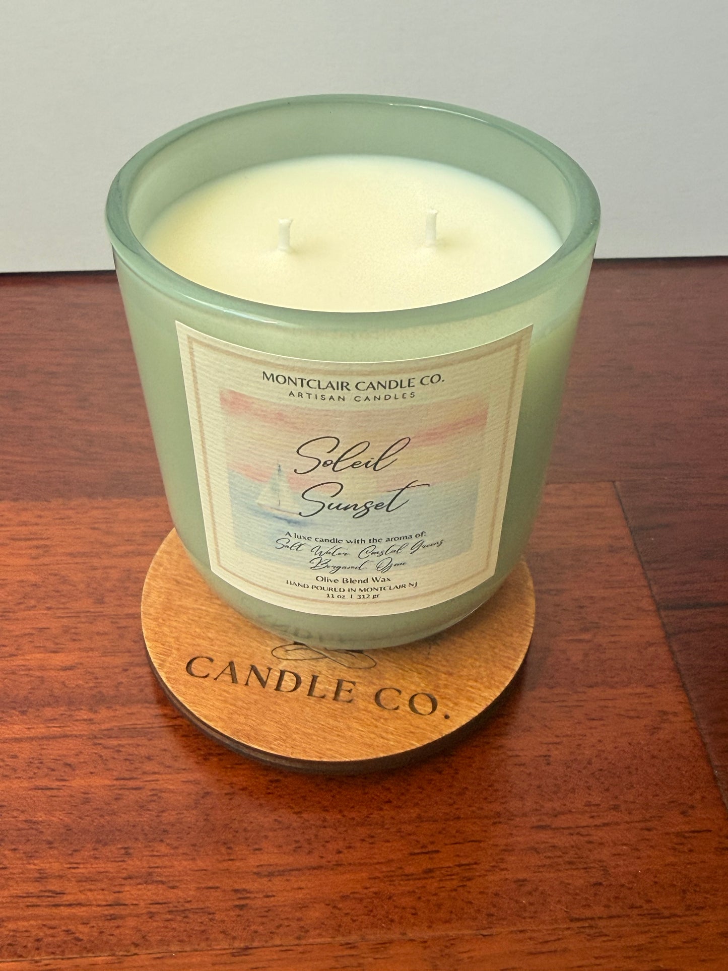 "Soleil Sunset" Summer Coastal Candle | Ocean Breeze, Bergamot & Coastal Woods | Olive Coconut Wax | Montclair Candle Co.| 11 oz