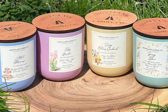 Non toxic spring candles in vibrant spring and easter colors inspired by iconic parisian spots.