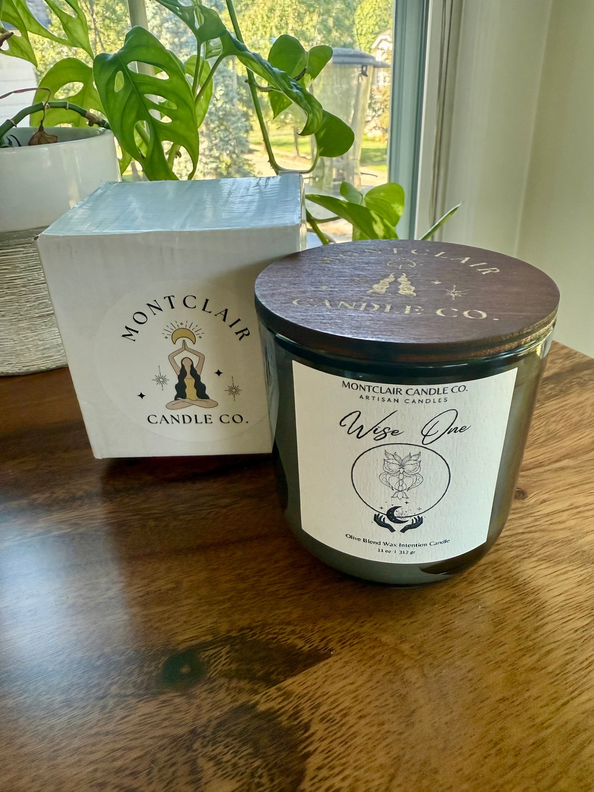 Wise One Crystal candle with cover on candle